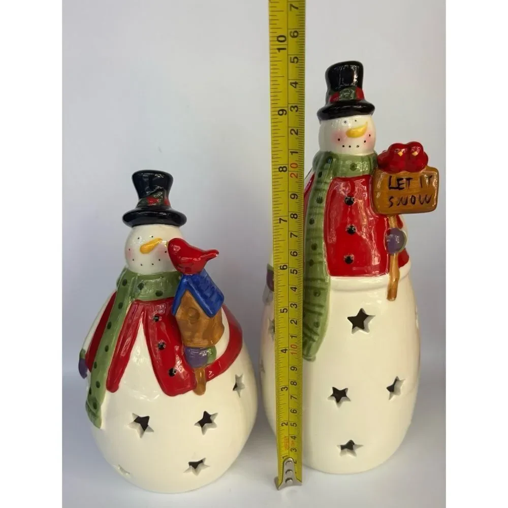 Vintage Costco Set of 2 Snowmen with Color Changing Led Lights